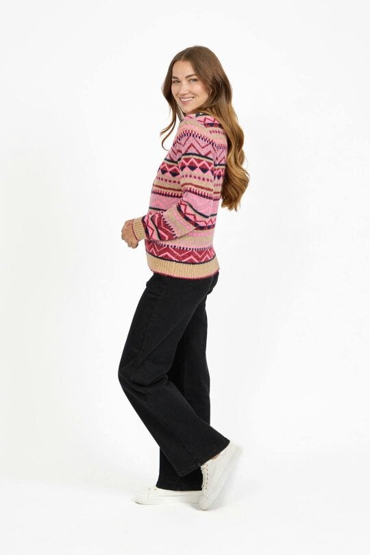 Mudflower Fair Isle Collared Knit Cardigan