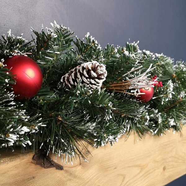 Samuel Alexander Premier 180cm (6ft) Festive Red Dressed Christmas Garland With Bows And Red Baubles