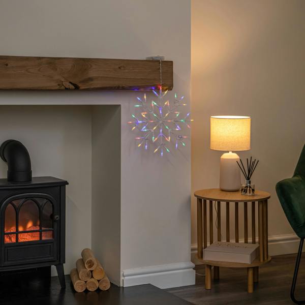 Samuel Alexander 34cm Battery Operated Light up Christmas Snowflake with Multi-Coloured LEDs