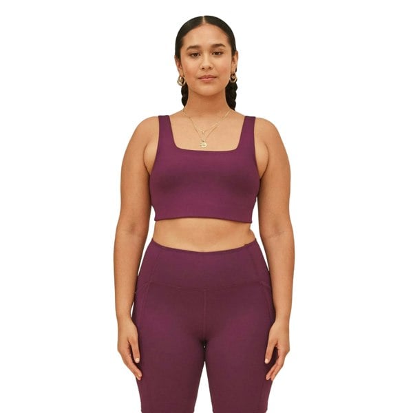 Girlfriend Collective Women's Tommy Cropped Square Neck Bra - Plum