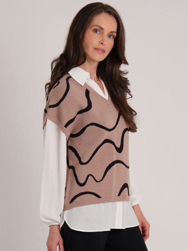 VIZ-A-VIZ Squiggle Mock Shirt Jumper