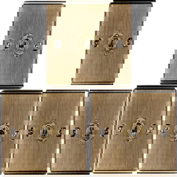 3 PACK 1 Gang Single Retro Toggle Light Switch ANTIQUE BRASS 10A 2 Way Plate