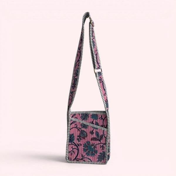 Hayley & Co Mini Cross Body Bag - Pink Block Print Floral