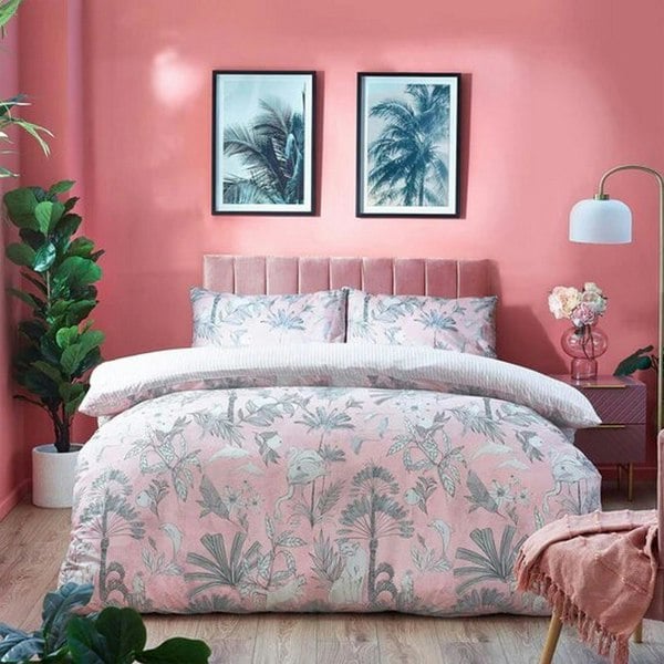Furn Colony Palm Leaf Duvet Cover Set - Pink