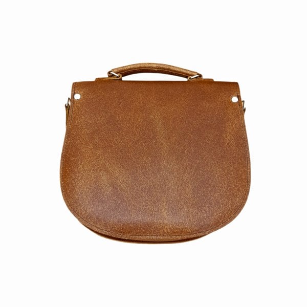 Zatchels Handmade Tannery Leather Saddle Bag - Tan