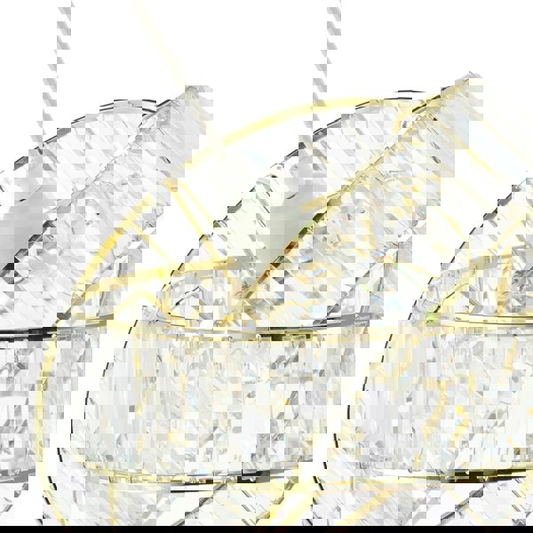 Modern Three Ring Gold Pendant Shade with Transparent Acrylic Prisms Image 5