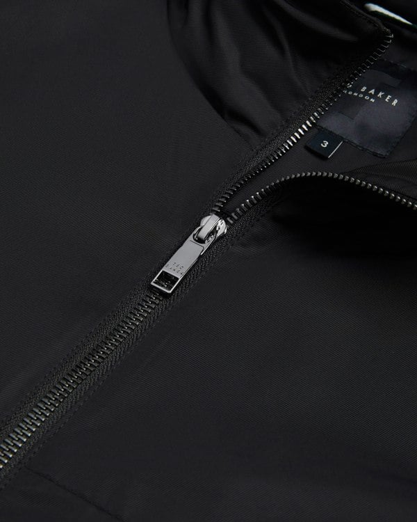 Ted Baker Basham Mens Nylon Sateen Hooded Jacket - Black - CHO - Designer Mens Jackets