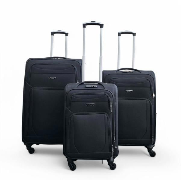 Infinity Luggage Soft Shell Lightweight Nylon Suitcase Set 4 Wheel Travel Case Holiday Bags