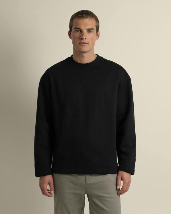 Larsson & Co Praesto - Oversized Stepped Hem Sweatshirt - Black