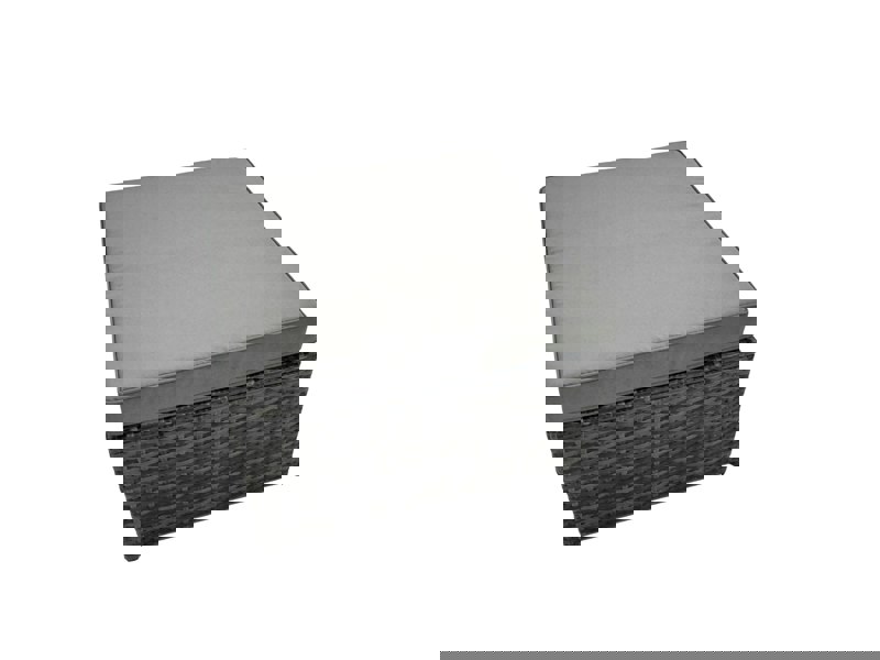 Fimous 9 Seat Poly Rattan Outdoor Patio Oblong Coffee Table Corner Sofa Set with 2 Big Stool Chair for Garden Backyard Dark Grey Mixed