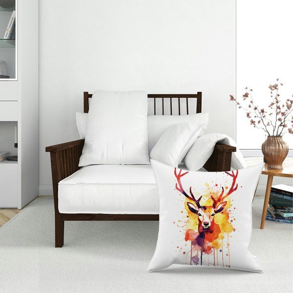 Warren Reed Watercolour Stag Face Floor Cushion