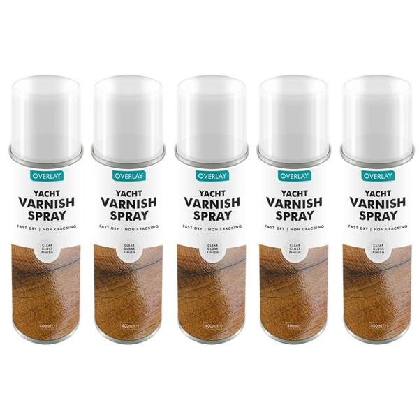 Overlay 5X Overlay Clear Gloss Yacht Varnish Professional Spray Paint 400ml