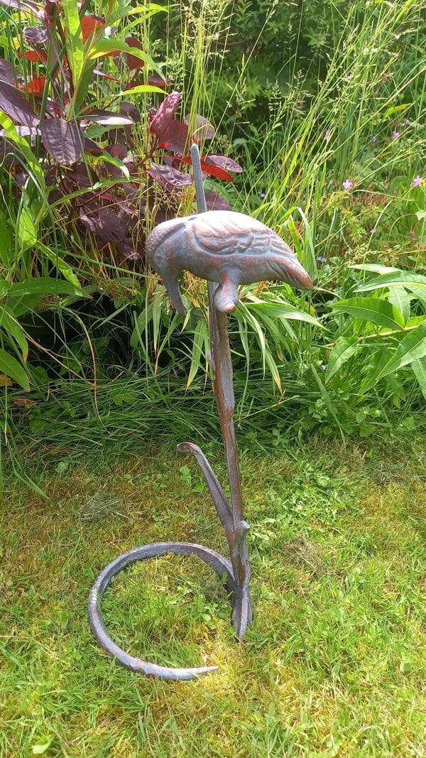 Inspirational Gifting Kingfisher on Reeds Garden Ornament Sculpture with an Aged Bronze Finish
