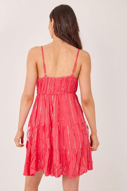 Elaina Fashion Bohemian Lace Detail Mini Dress