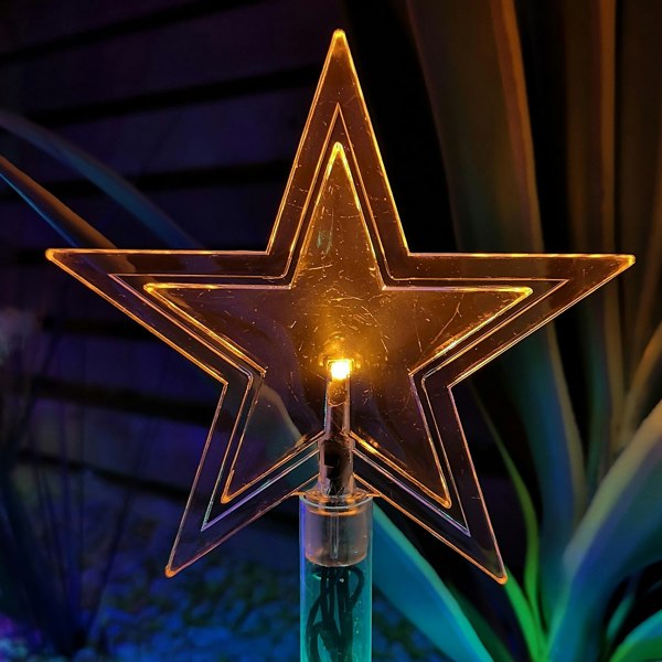 Samuel Alexander Set of 8 Battery Operated LED Multi Coloured Star Path Lights Christmas Decoration with Timer