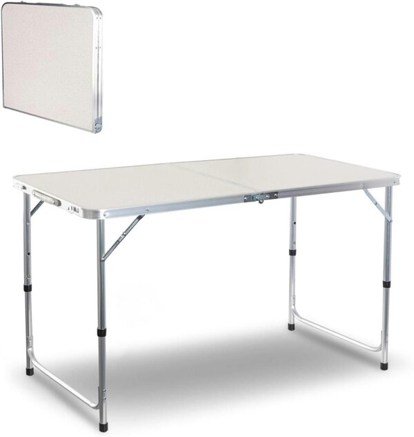 Brambles Home Portable Folding Table 4ft Adjustable Height Camping Table Foldable Outdoor Garden Table with Carry Handle