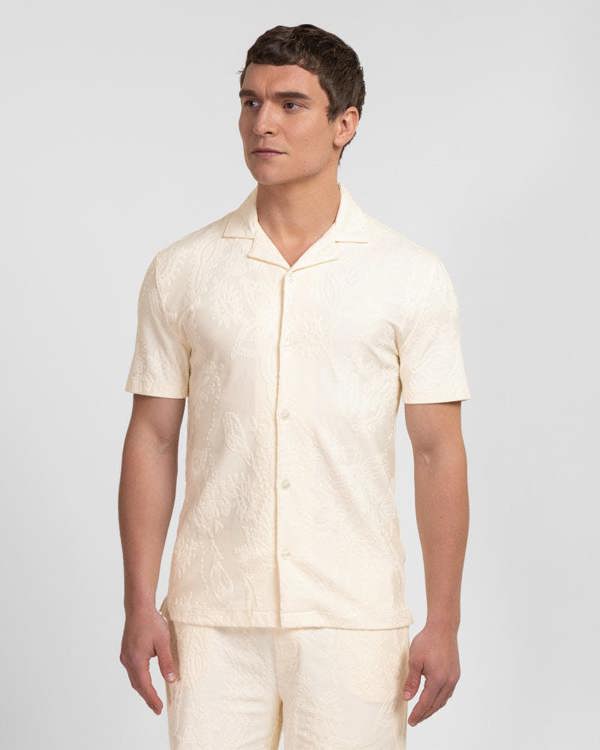 Steel & Jelly Kenton - Paisley Texture Jersey Short Sleeve Shirt