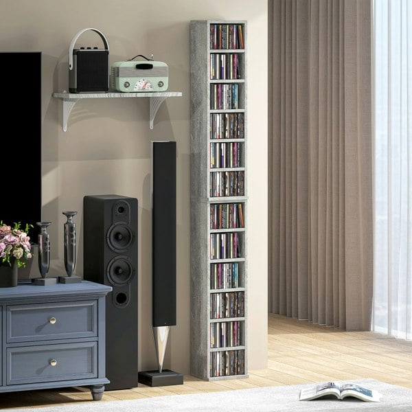 HOMCOM Set of 2 CD Storage Units with Adjustable Shelves