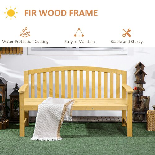 Wyld Haus Tola 143cm Natural Wood 2 Seater Garden Bench With Armrests Slatted Frame