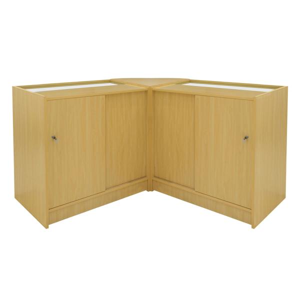 Maple LED shop counter set featuring a modern design with smooth surfaces, sleek lines, and spacious storage compartments