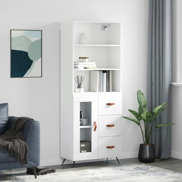 Berkfield Highboard White 69.5x34x180 cm Engineered Wood