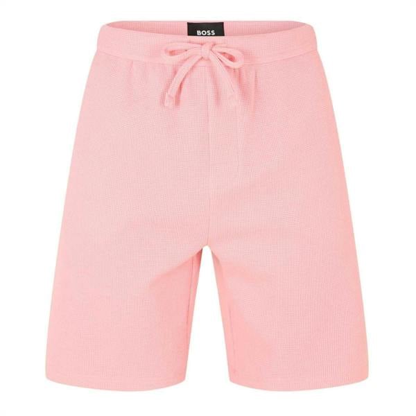 Boss Mens Waffle Relaxed Fit Shorts - Pink - 