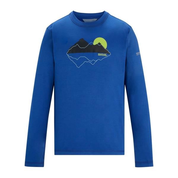 Regatta Childrens/Kids Alvarado Mountain Scene Long-Sleeved T-Shirt - Olympian Blue - 