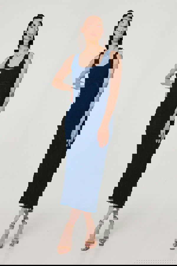 Blue | Denim Bodycon Midi Dress