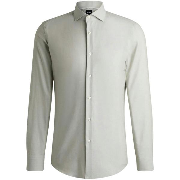 Boss Mens Plain Regular Long-Sleeved Formal Shirt - Green - 
