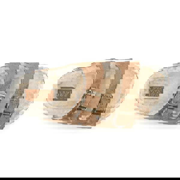 VIVASHOES Twin Strap Big Buckle Suede Cozy Slide Sandals for Women