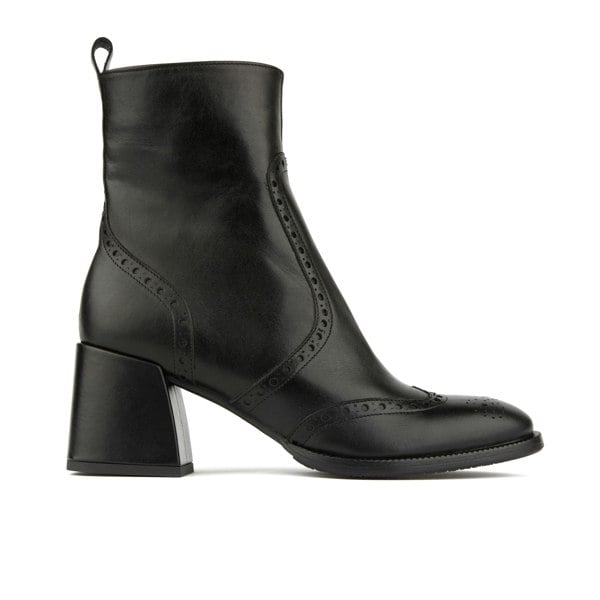 Embassy London Chloe - Black - Women's block heel higher ankle leather boot with side zip