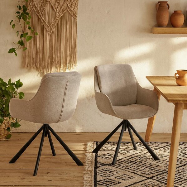 Wyld Haus Pebbleseed Set of 2 Sand Upholstered Swivel Dining Chair