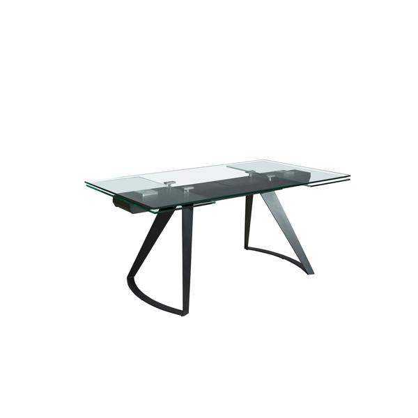 Angel Cerdá Rectangular extendable dining table in tempered glass and black steel 1150