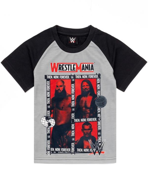 WWE Boys Grey Wrestlers Photographic Print Short Sleeve Long Leg Pyjama Set