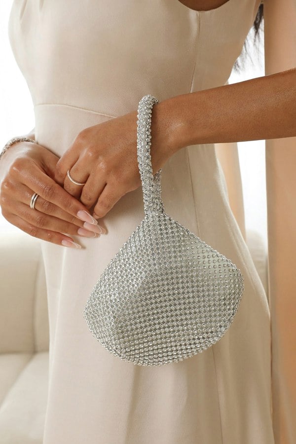 Where's That From Cascabel Mini Chainmail Pouch Bag In Silver
