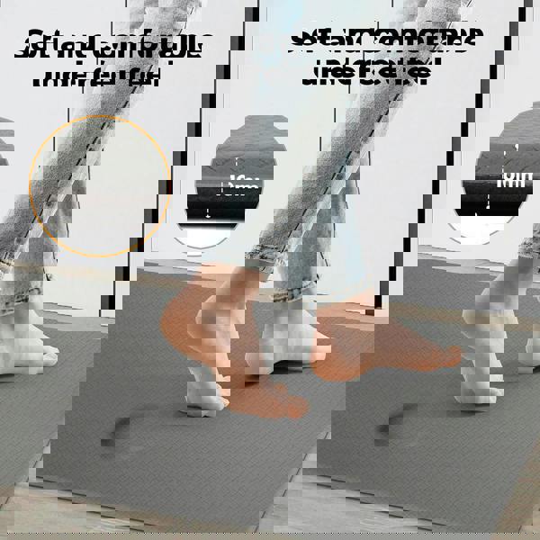 Marlow Kitchen Mat 2Pcs Non Slip Woven Rubber Floor Mat Absorbent Runner Grey