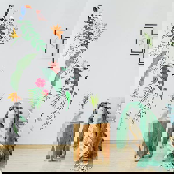 WS9073 - Contemporary Tropical Leaves and Flowers Wall Stickers