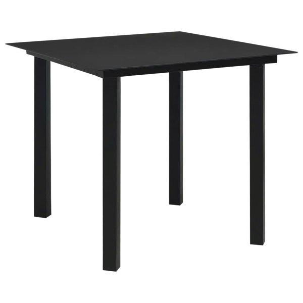 Berkfield Garden Dining Table Black 80x80x74 cm Steel and Glass
