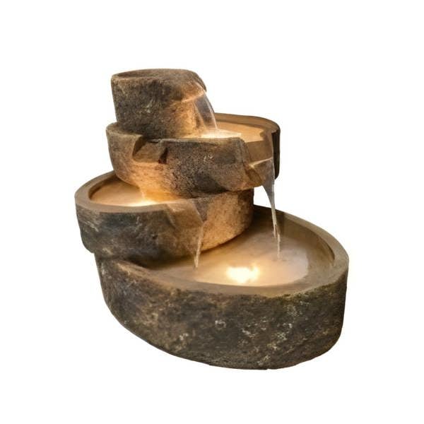 Tranquillity Water Features 4 Tier Wood Willow Brook Solar Water Feature