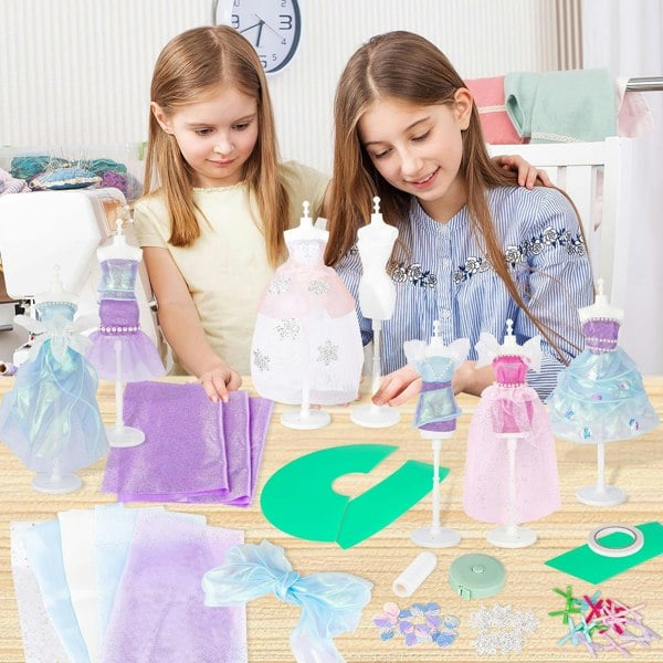 deAO Toys Dolls Dress-Up Set – Fashion Designer Kit with Princess Dresses, Mermaid Skirts & More, Ideal Birthday & Christmas Gift for Kids