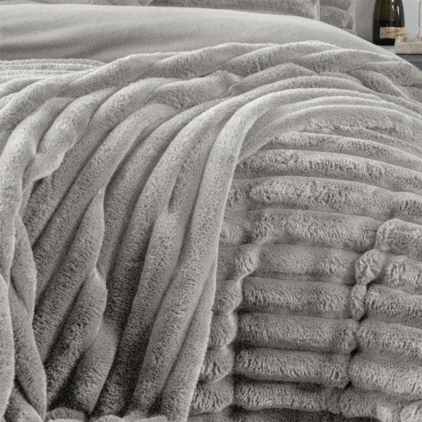 Big Cord Teddy Silver Duvet Cover Set