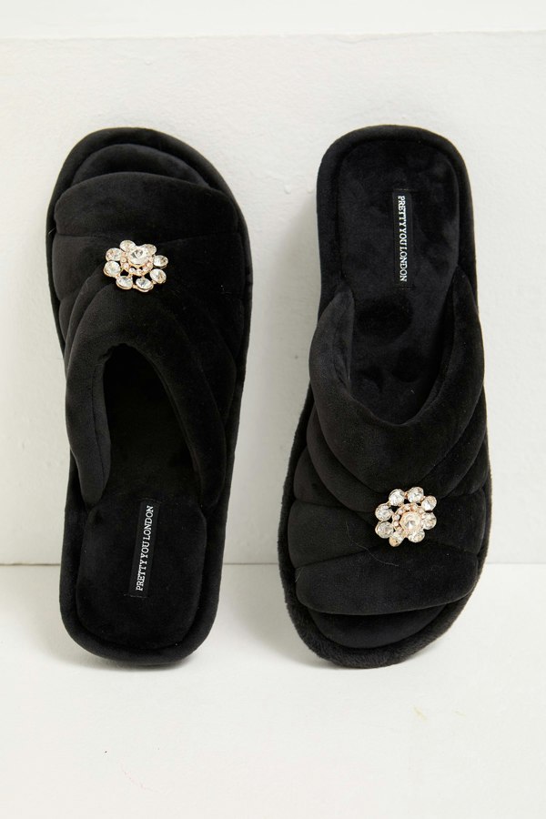 Faye Slippers in Raven - Slippers
