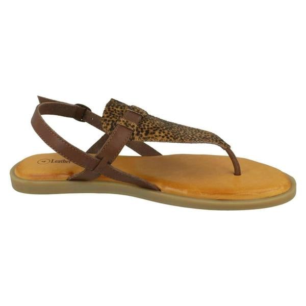 Leather Collection Ladies Leather Collection Animal Print Sandals F00228