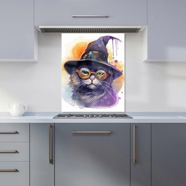 Warren Reed - Designer Splashart Cat In A Witches Hat Kitchen Splashback