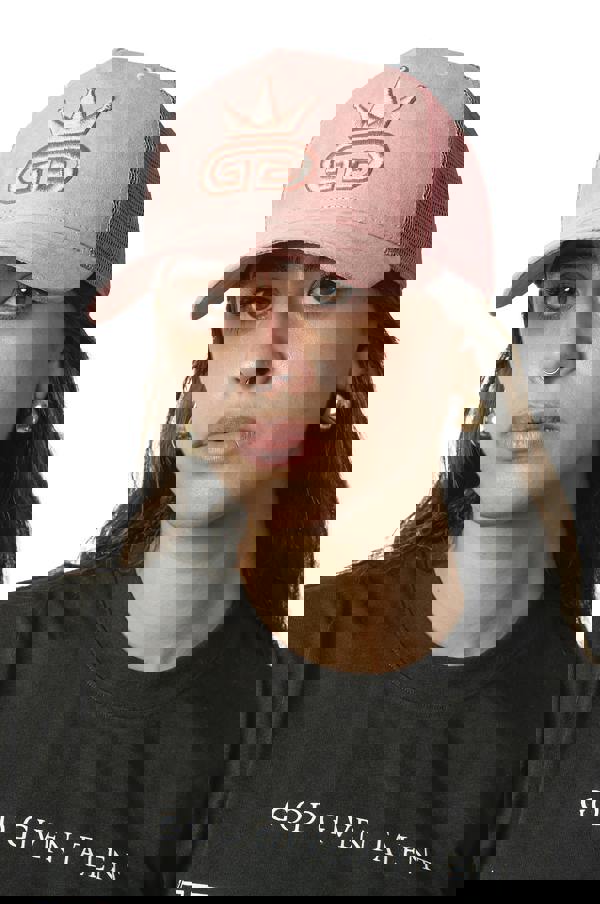 God Given Talent GGT Pink Logo Pastel Pink Suede Mesh Snapback