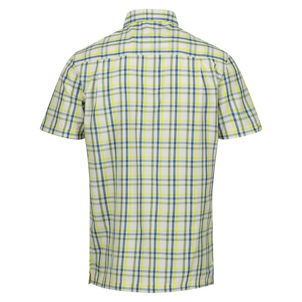 Regatta Mens Mindano VIII Checked Short-Sleeved Shirt - Piquant Green/Moroccan Blue/Citron Lime/Marshmallow