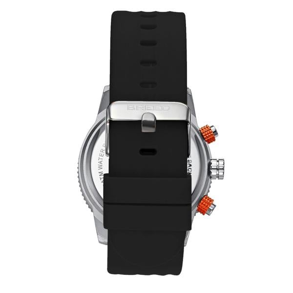 Breed Double Agent Leather-Band Watch w/Day/Date - Silver/Black/Black - BRD9501