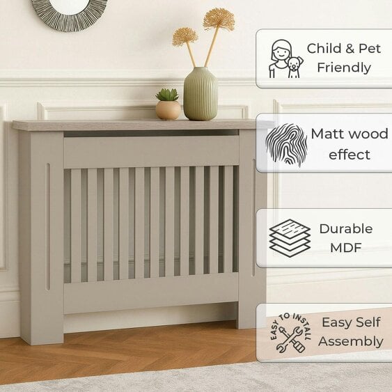 Neo Grey Decorative Wooden Radiator Cover Medium