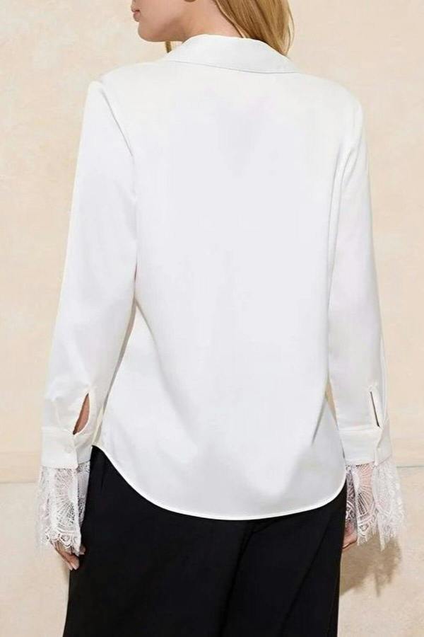 WOVCOR Lace Detail Satin Shirt