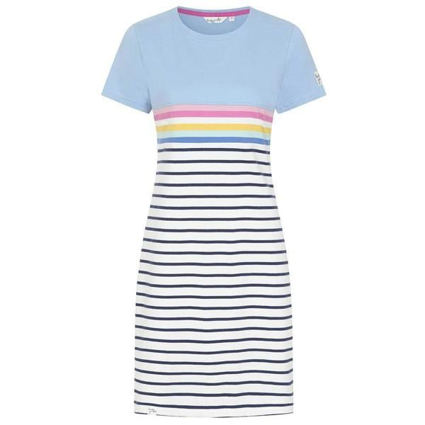 Lazy Jacks Women's Striped T-Shirt Dress - Sky